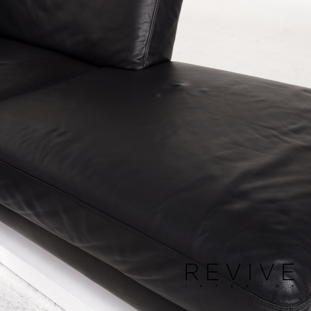 Brühl & Sippold Fiesta Leather Corner Sofa Black Sofa Couch #12773