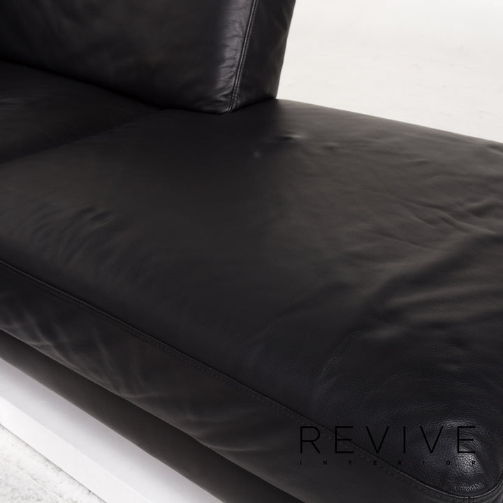 Brühl & Sippold Fiesta Leather Corner Sofa Black Sofa Couch #12773