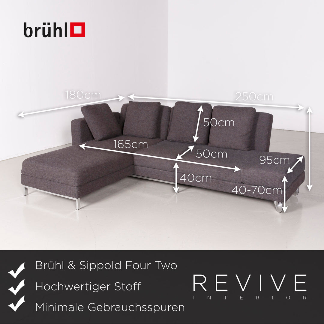 Brühl Four Two Designer Stoff Ecksofa Grau Sofa Couch #7201