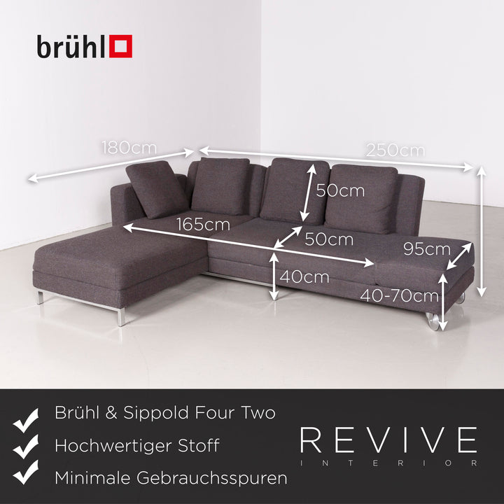 Brühl Four Two Designer Stoff Ecksofa Grau Sofa Couch #7201