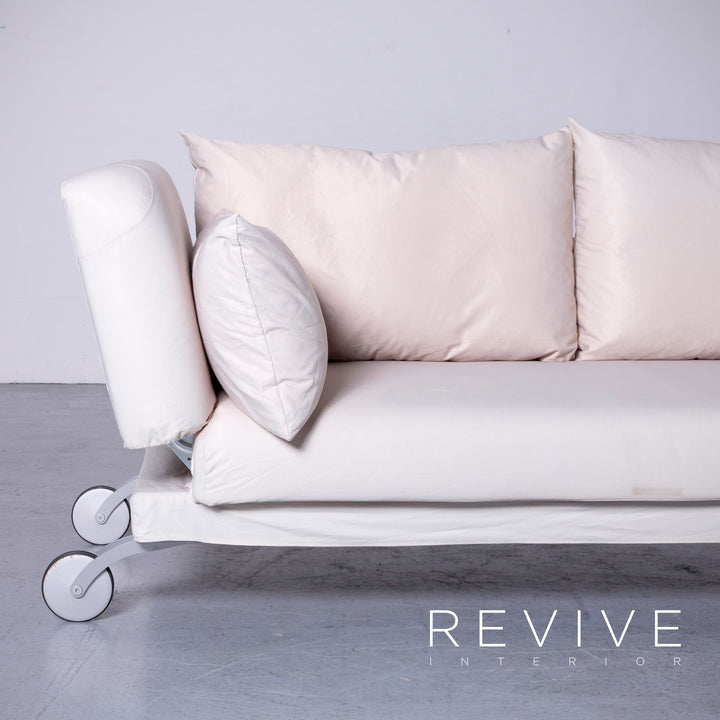 Brühl four-two Designer Stoff Sofa Weiß Funktion Couch Bett #6522
