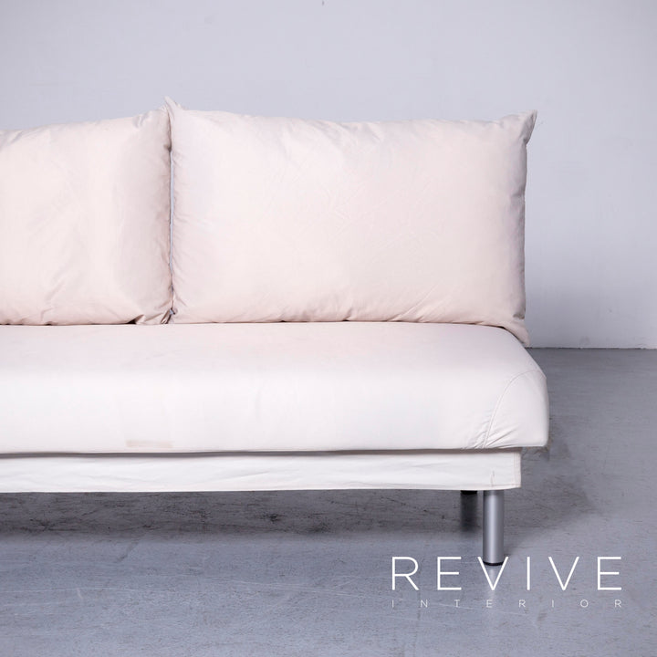 Brühl four-two Designer Stoff Sofa Weiß Funktion Couch Bett #6522