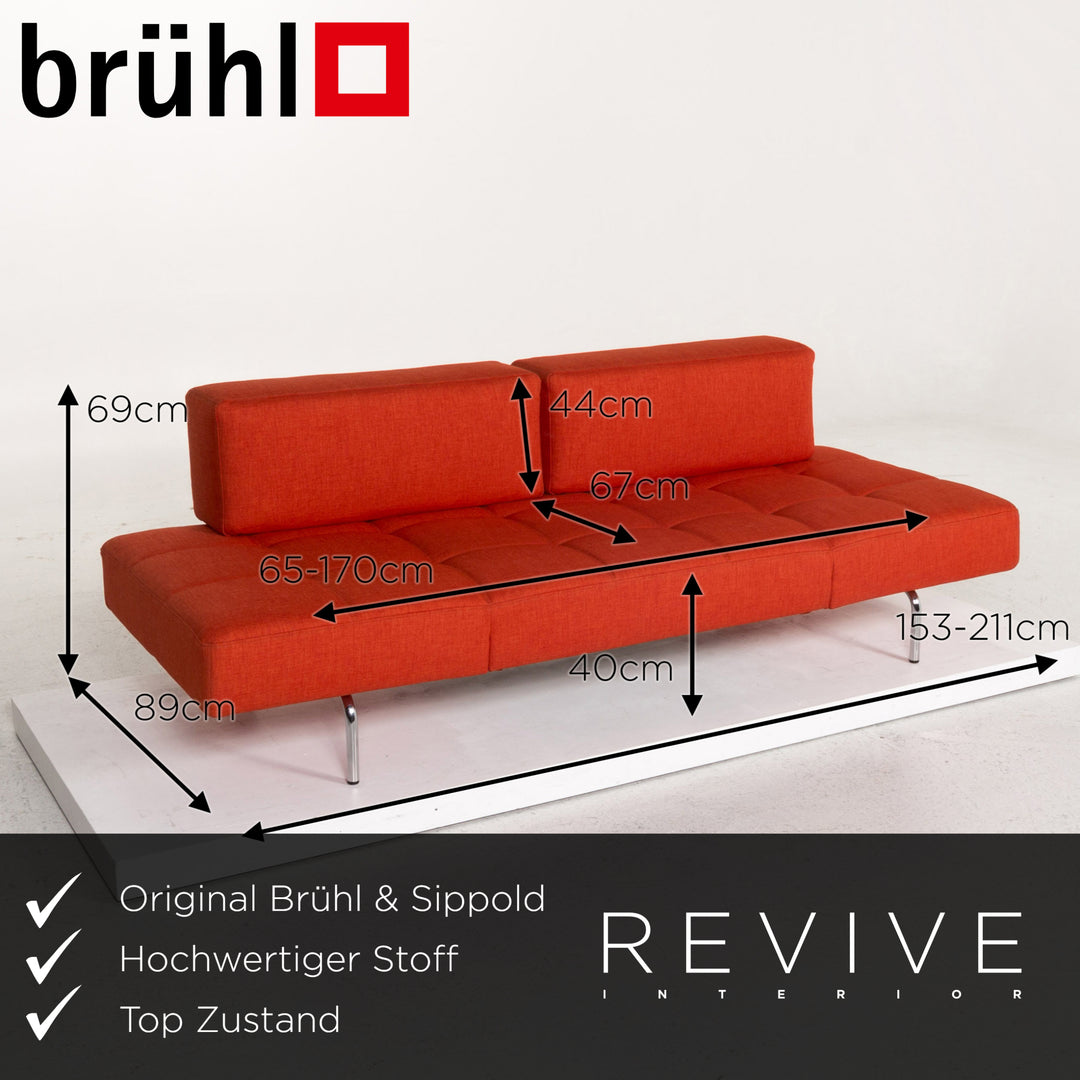 Brühl & Sippold Jerry fabric sofa orange three-seater function relax function couch #13411