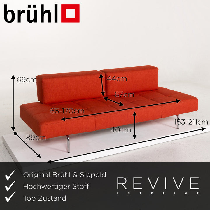 Brühl & Sippold Jerry fabric sofa orange three-seater function relax function couch #13411