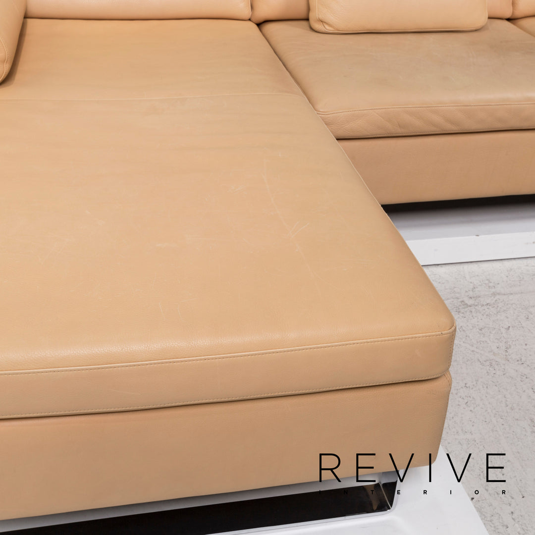 Brühl & Sippold Canapé d'angle en cuir Beige Fonction Canapé #13096