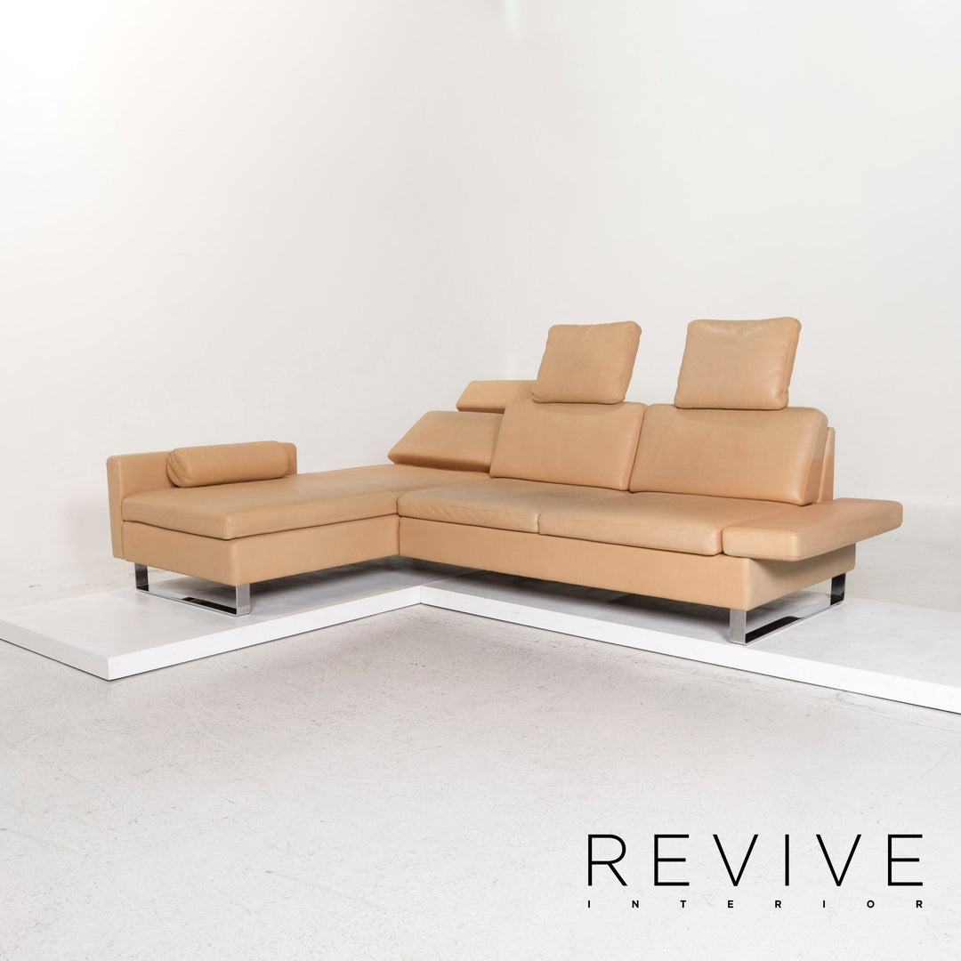 Brühl & Sippold Canapé d'angle en cuir Beige Fonction Canapé #13096