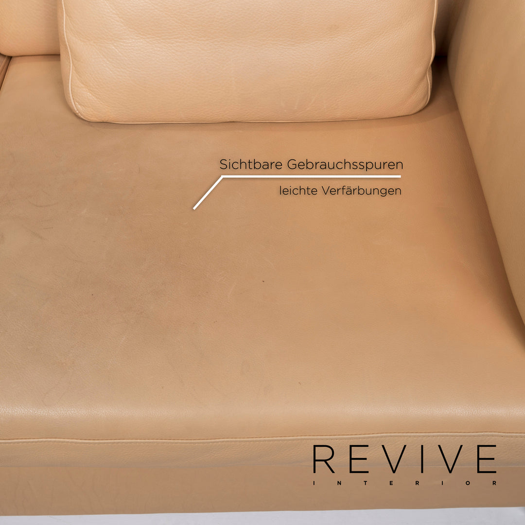 Brühl & Sippold Canapé d'angle en cuir Beige Fonction Canapé #13096