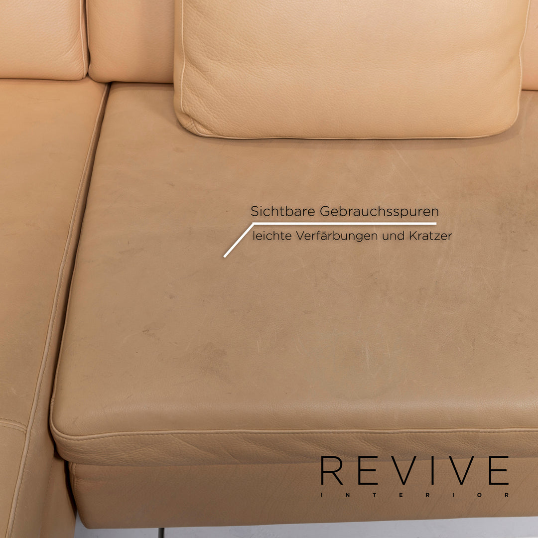 Brühl & Sippold Canapé d'angle en cuir Beige Fonction Canapé #13096