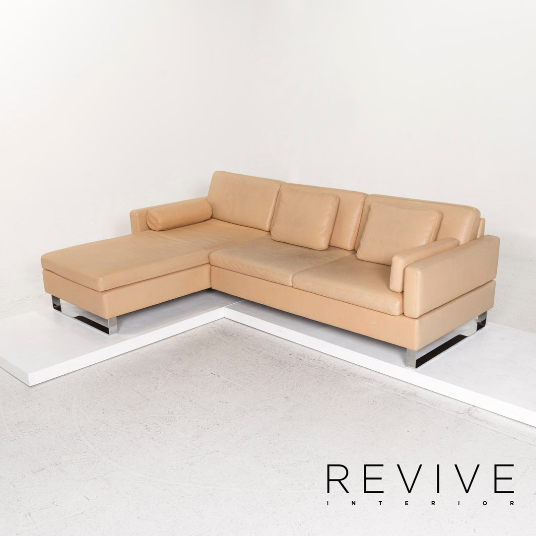 Brühl & Sippold Canapé d'angle en cuir Beige Fonction Canapé #13096