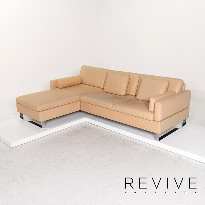 Brühl & Sippold Canapé d'angle en cuir Beige Fonction Canapé #13096