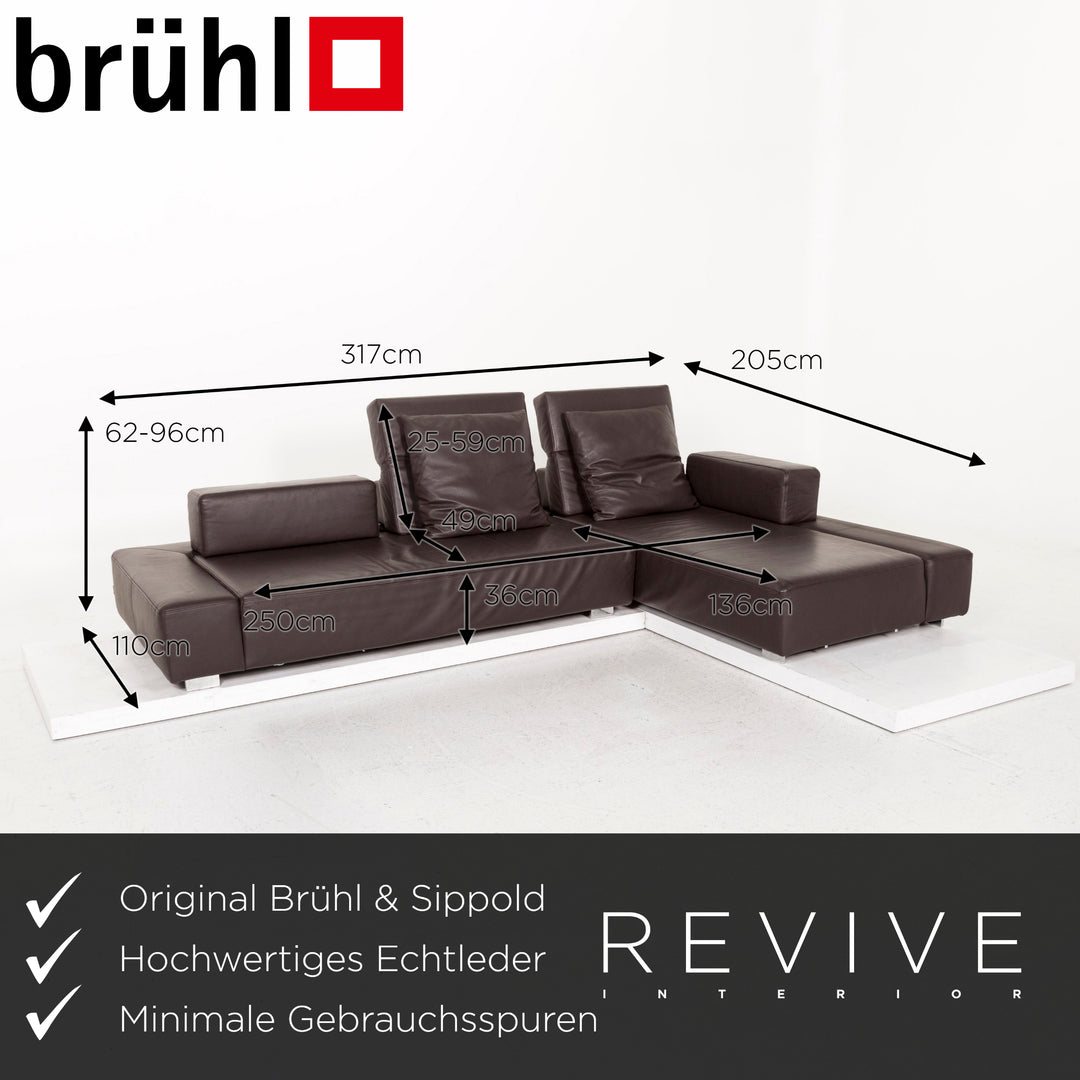 Brühl Leder Ecksofa Braun Dunkelbraun Funktion Couch #12714