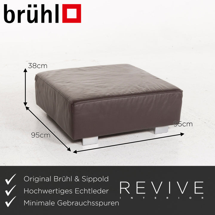 Brühl & Sippold Leder Ecksofa Sofa Garnitur Braun Dunkelbraun 1x Ecksofa 1x Hocker #13029