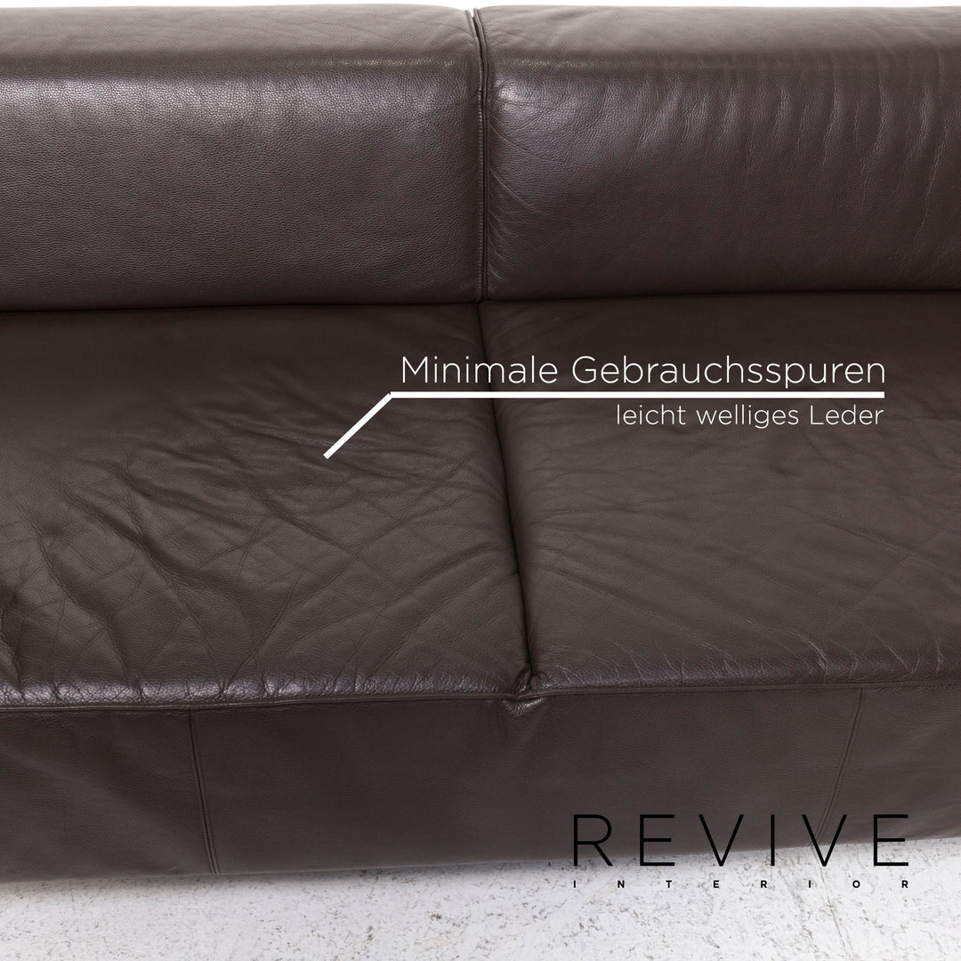 Brühl & Sippold Leder Ecksofa Sofa Garnitur Braun Dunkelbraun 1x Ecksofa 1x Hocker #13029