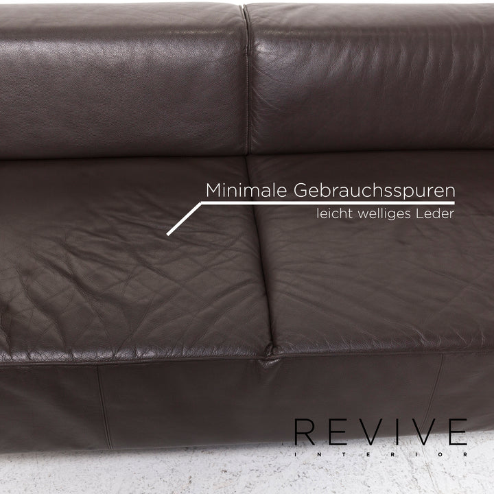 Brühl & Sippold Leder Ecksofa Sofa Garnitur Braun Dunkelbraun 1x Ecksofa 1x Hocker #13029