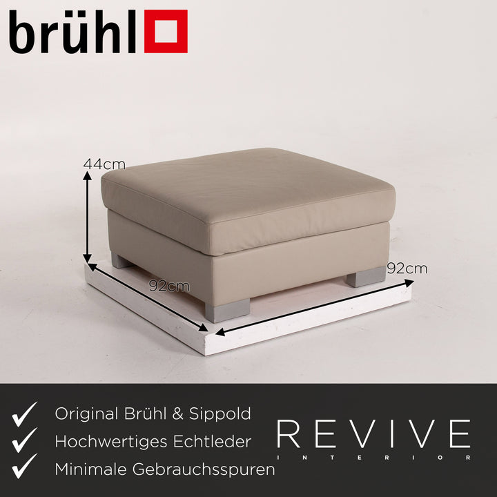 Brühl & Sippold Leder Hocker Grau Graubeige Ottoman #13765