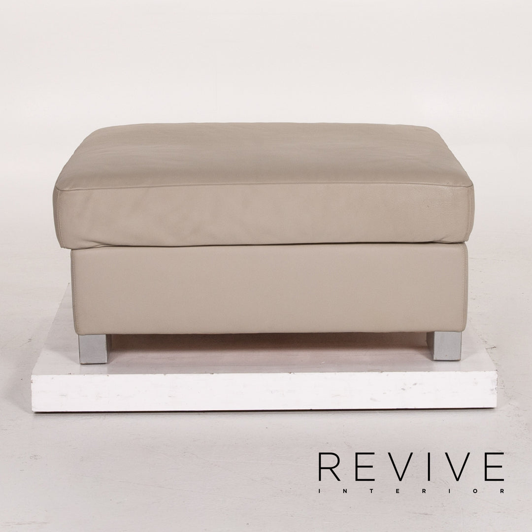 Brühl & Sippold Leder Hocker Grau Graubeige Ottoman #13765