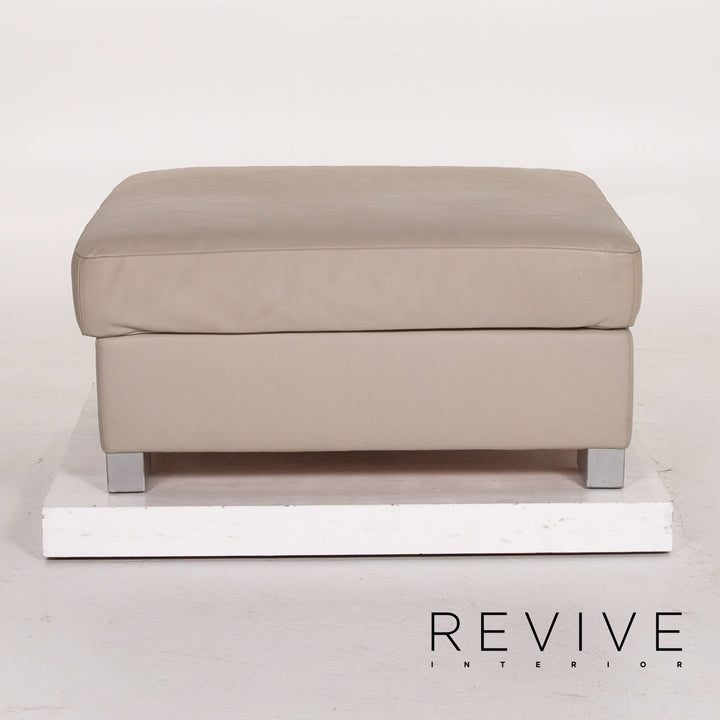 Brühl & Sippold Leder Hocker Grau Graubeige Ottoman #13765