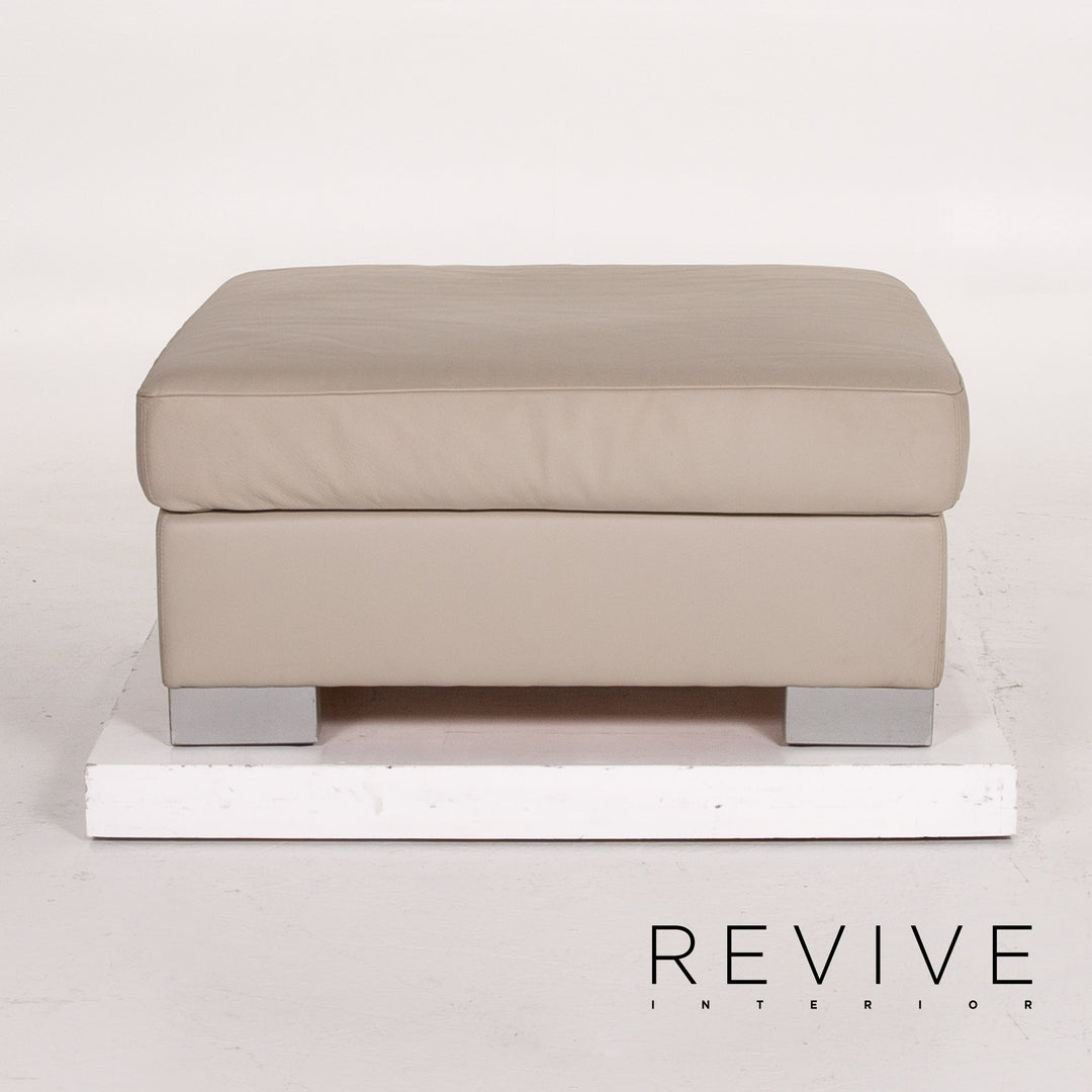 Brühl & Sippold Leder Hocker Grau Graubeige Ottoman #13765