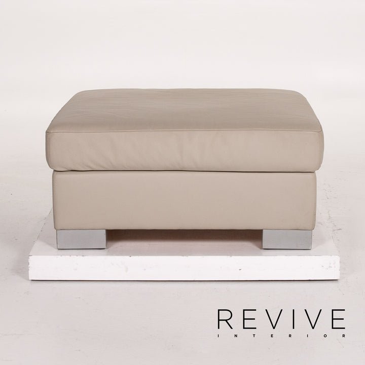 Brühl & Sippold Leder Hocker Grau Graubeige Ottoman #13765