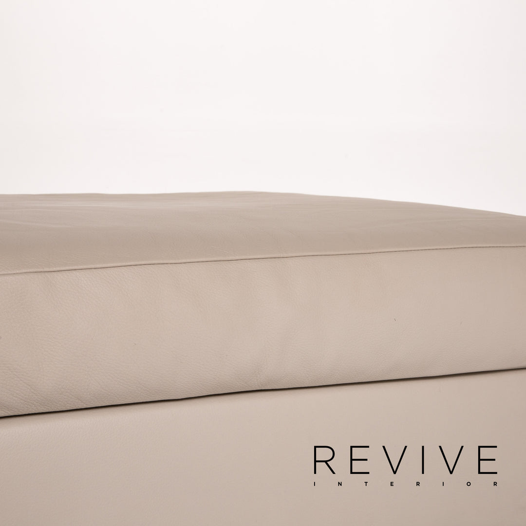 Brühl & Sippold Leder Hocker Grau Graubeige Ottoman #13765