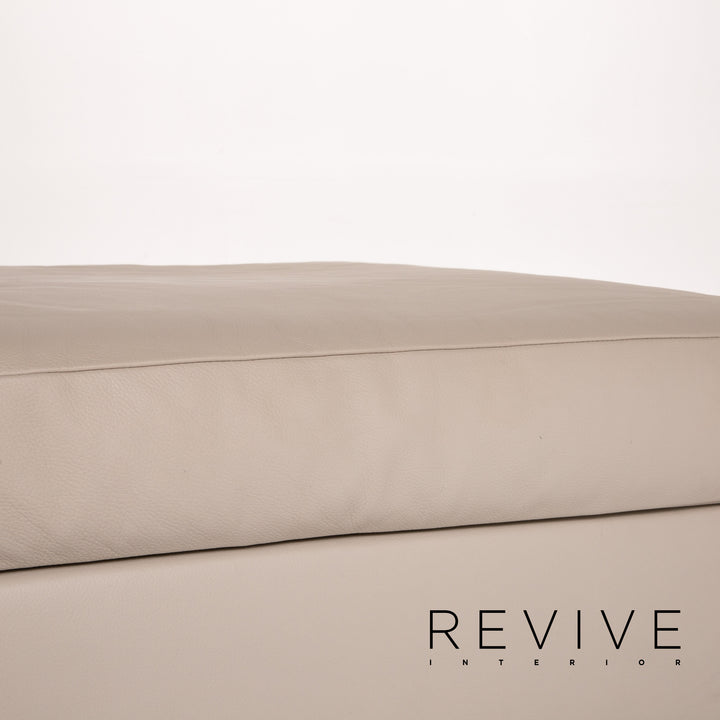 Brühl & Sippold Leder Hocker Grau Graubeige Ottoman #13765