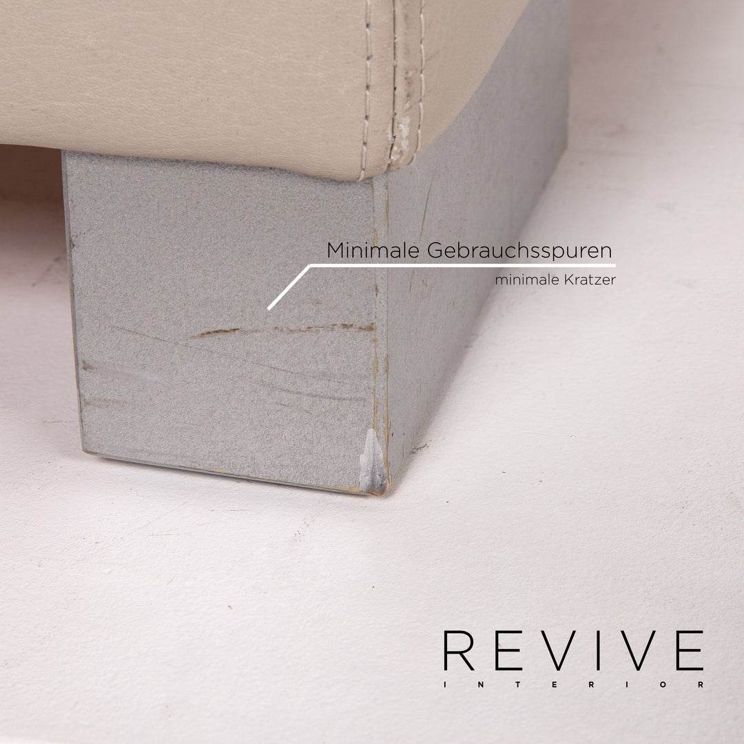 Brühl & Sippold Leder Hocker Grau Graubeige Ottoman #13765