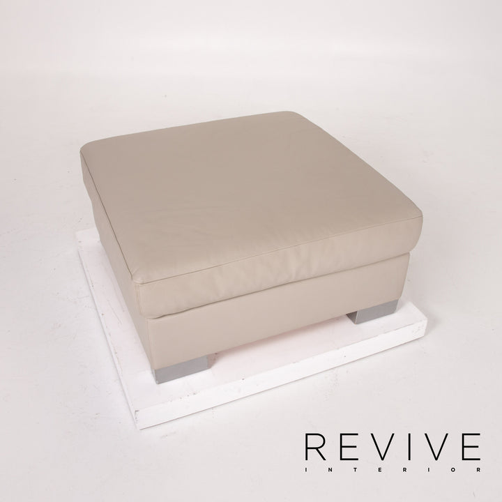 Brühl & Sippold Leder Hocker Grau Graubeige Ottoman #13765