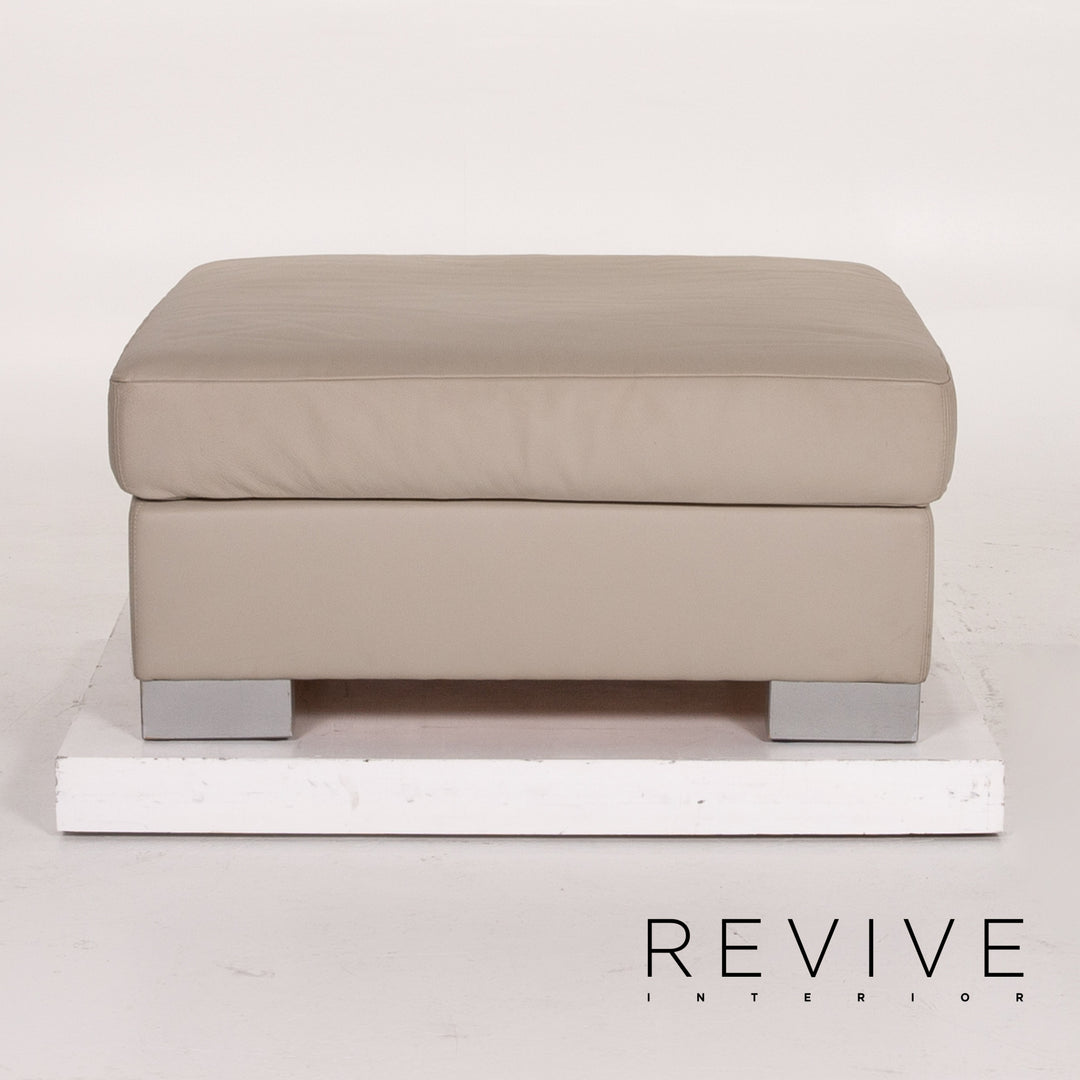 Brühl & Sippold Leder Hocker Grau Graubeige Ottoman #13765