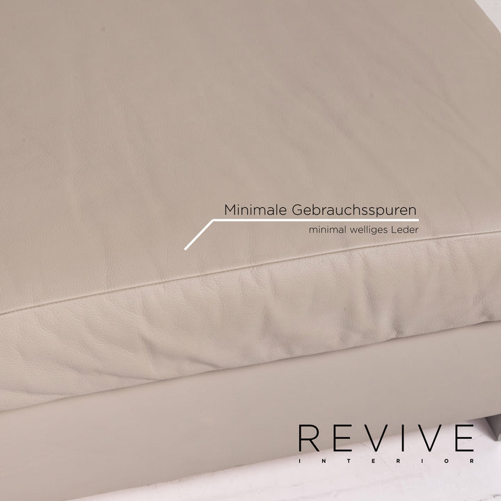 Brühl & Sippold Leder Hocker Grau Graubeige Ottoman #13765