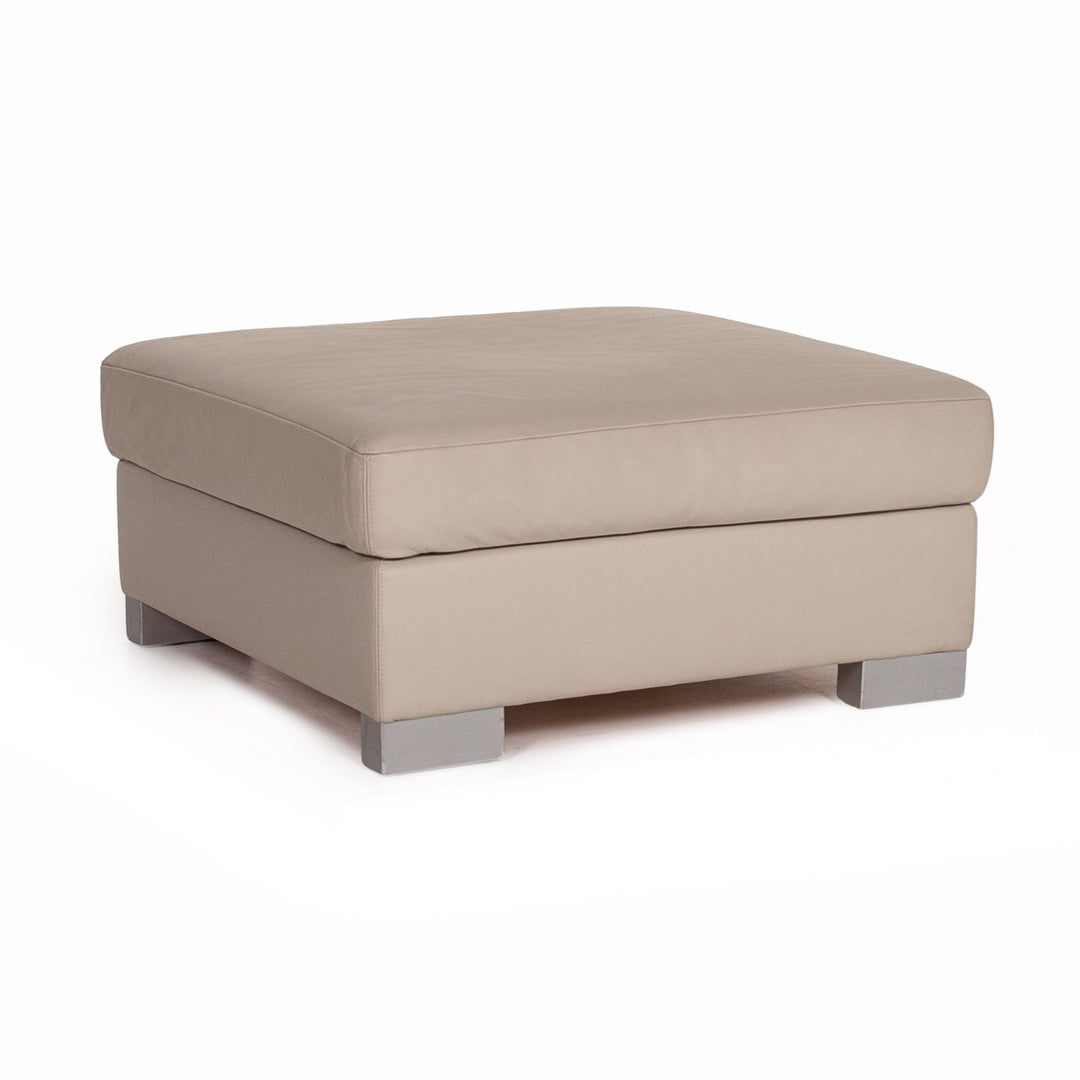 Brühl & Sippold Leder Hocker Grau Graubeige Ottoman #13765