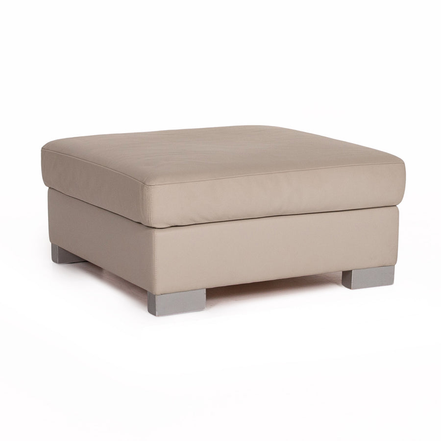 Brühl & Sippold Leder Hocker Grau Graubeige Ottoman #13765