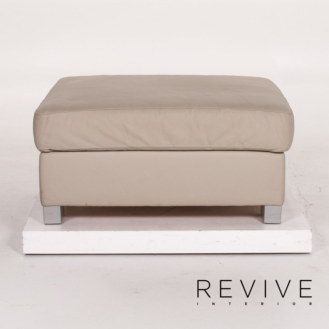 Brühl & Sippold Leder Hocker Grau Graubeige Ottoman #13765