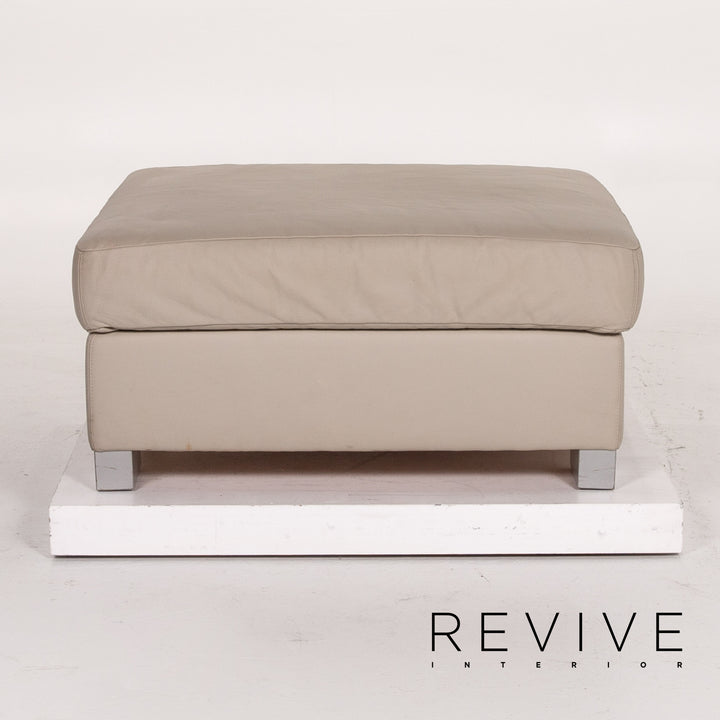 Brühl & Sippold Leder Hocker Grau Graubeige Ottoman #13765