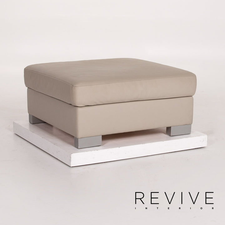 Brühl & Sippold Leder Hocker Grau Graubeige Ottoman #13765