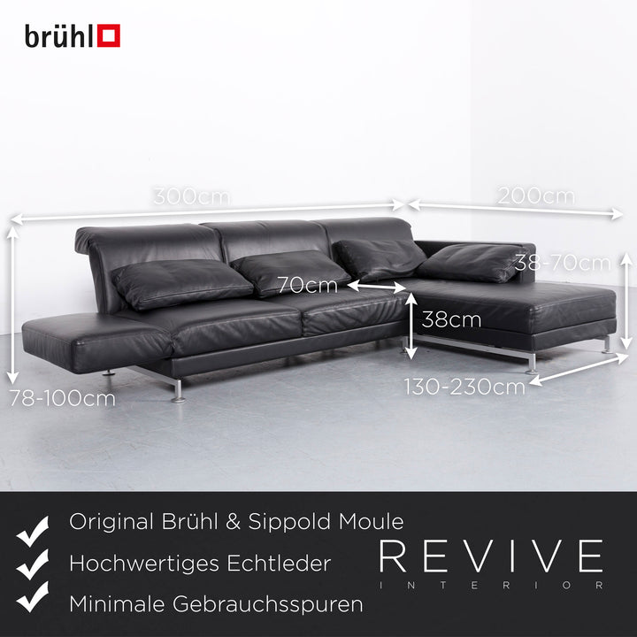 Brühl Moule Leder Ecksofa Schwarz Funktion Couch Echtleder #5883