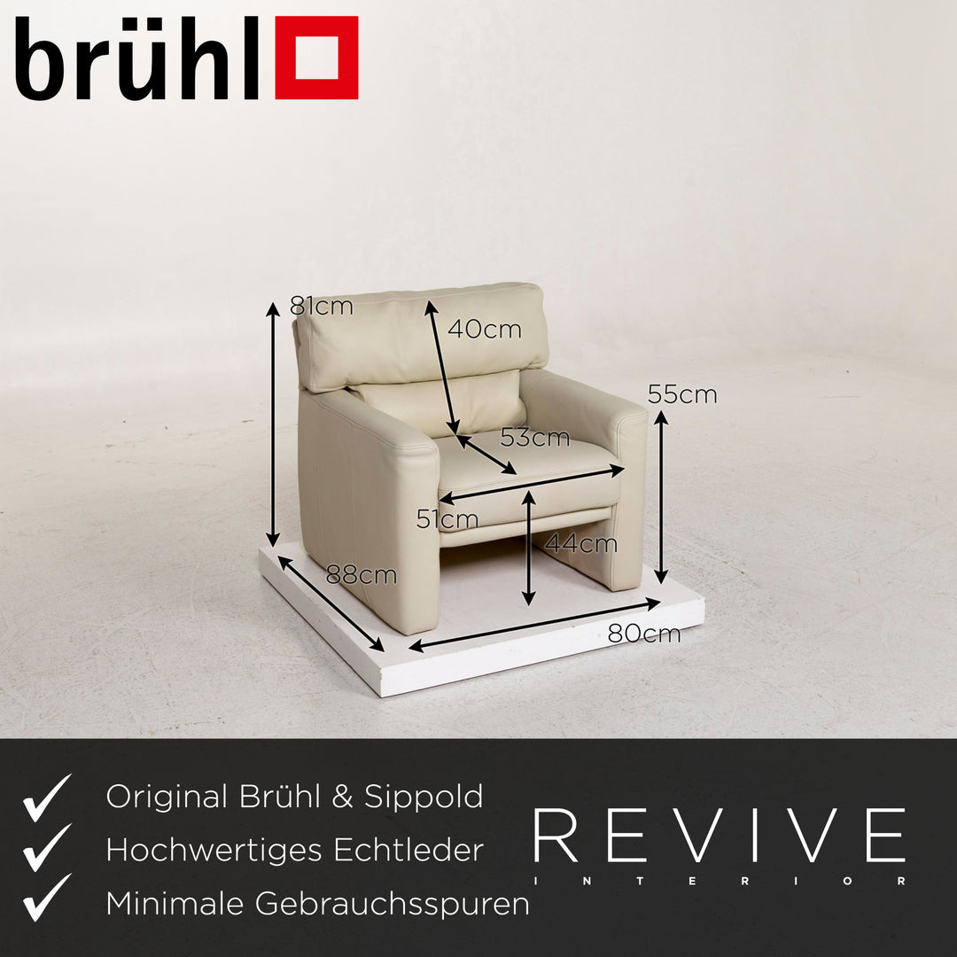 Brühl & Sippold Leder Sessel Creme #12023
