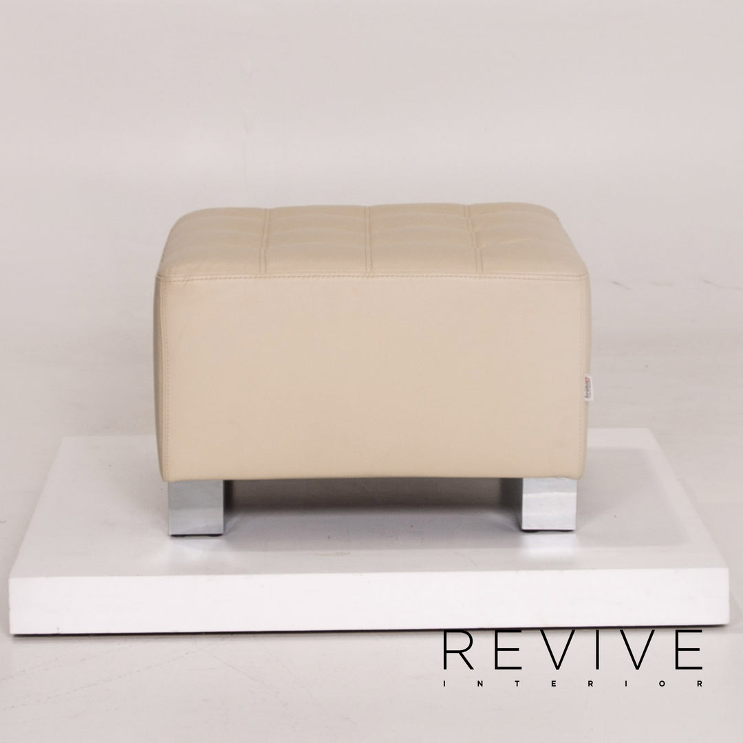 Brühl & Sippold leather armchair set cream 1x armchair 1x stool #14329