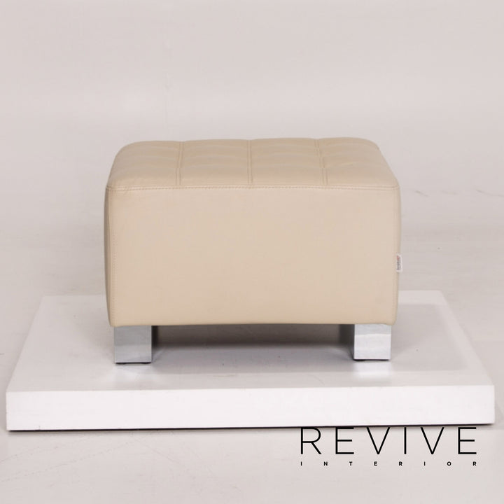 Brühl & Sippold leather armchair set cream 1x armchair 1x stool #14329