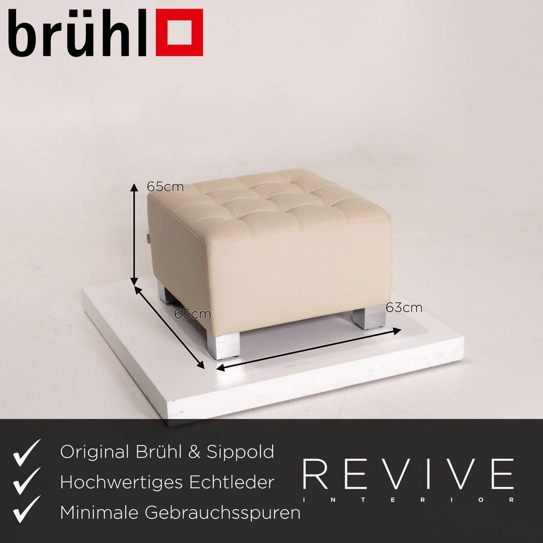 Brühl & Sippold leather armchair set cream 1x armchair 1x stool #14329