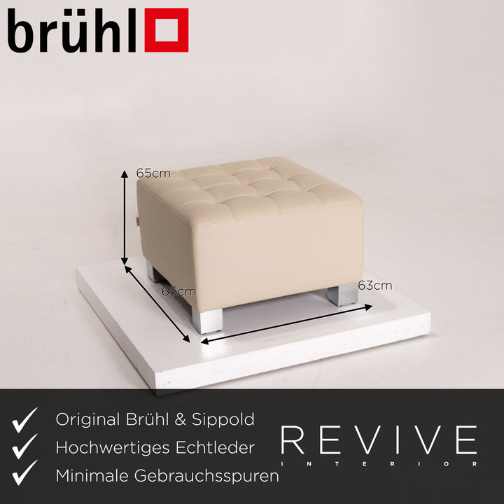 Brühl & Sippold leather armchair set cream 1x armchair 1x stool #14329