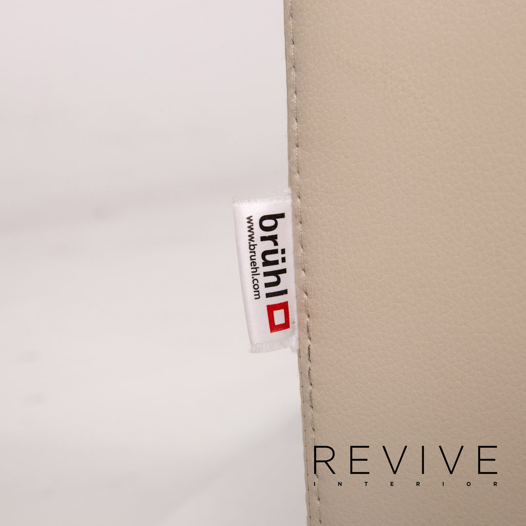 Brühl & Sippold leather armchair set cream 1x armchair 1x stool #14329