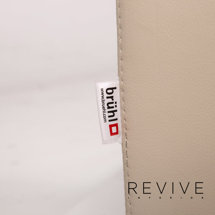 Brühl & Sippold leather armchair set cream 1x armchair 1x stool #14329