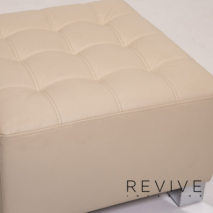 Brühl & Sippold leather armchair set cream 1x armchair 1x stool #14329