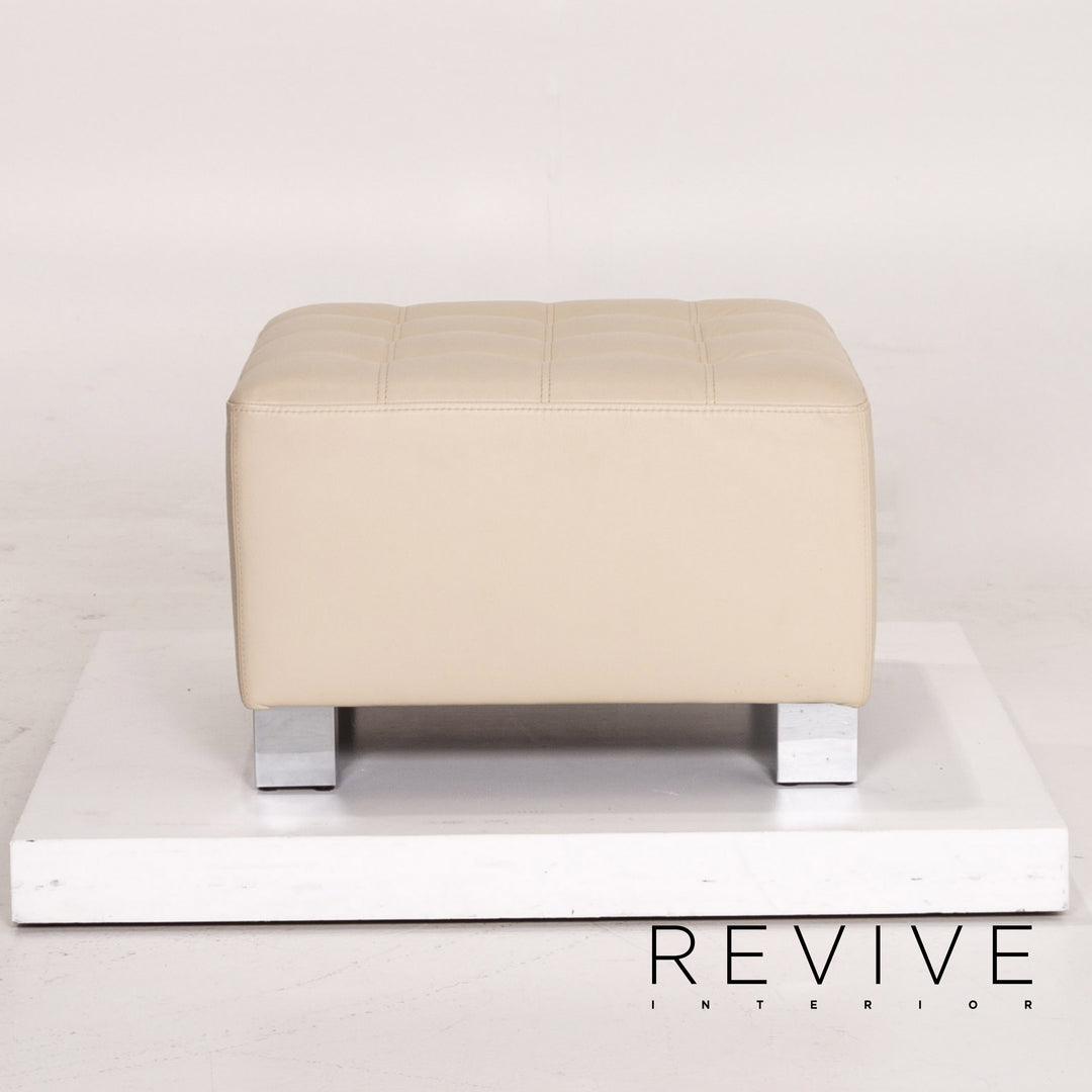 Brühl & Sippold leather armchair set cream 1x armchair 1x stool #14329