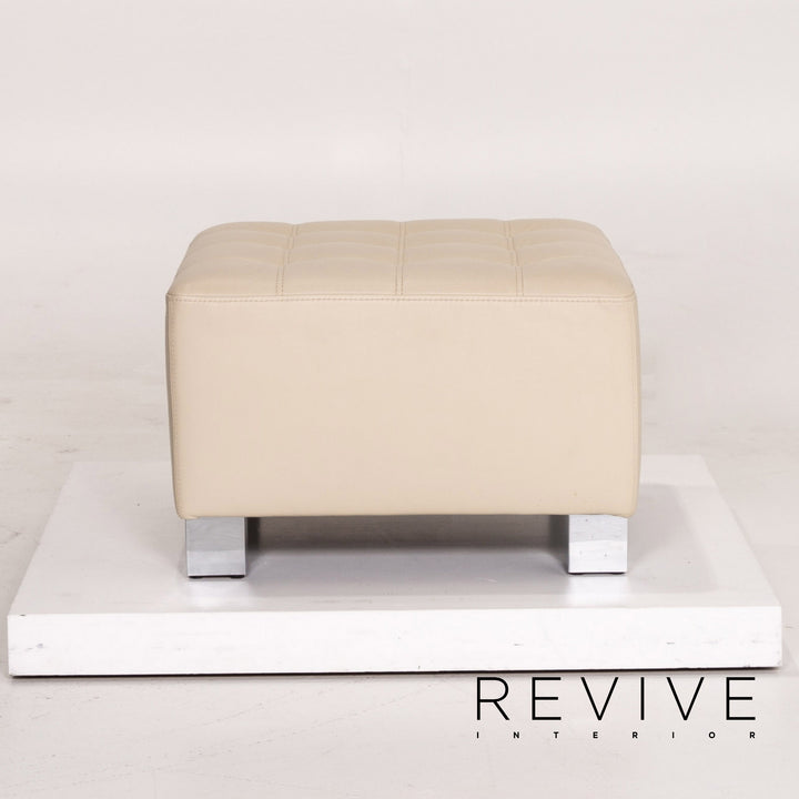 Brühl & Sippold leather armchair set cream 1x armchair 1x stool #14329