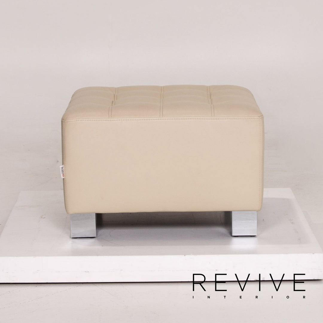 Brühl & Sippold leather armchair set cream 1x armchair 1x stool #14329