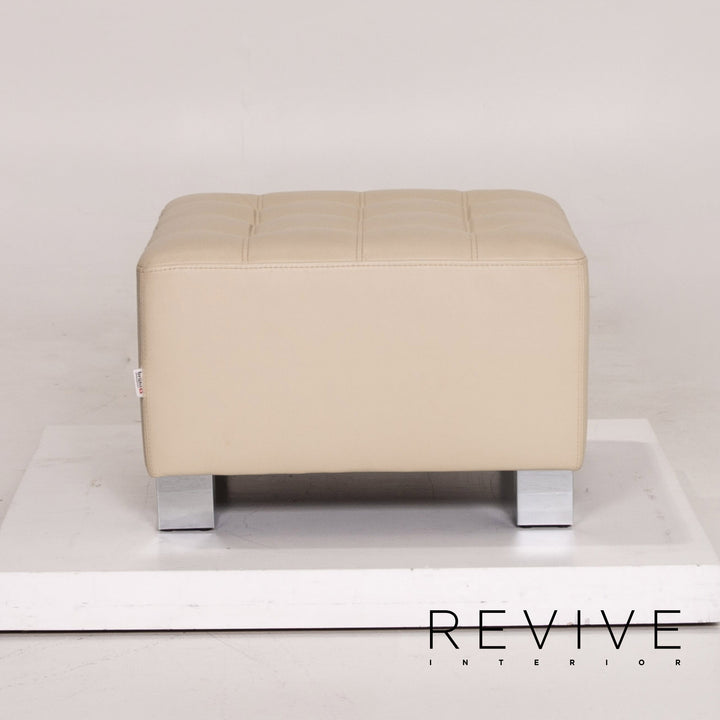 Brühl & Sippold leather armchair set cream 1x armchair 1x stool #14329