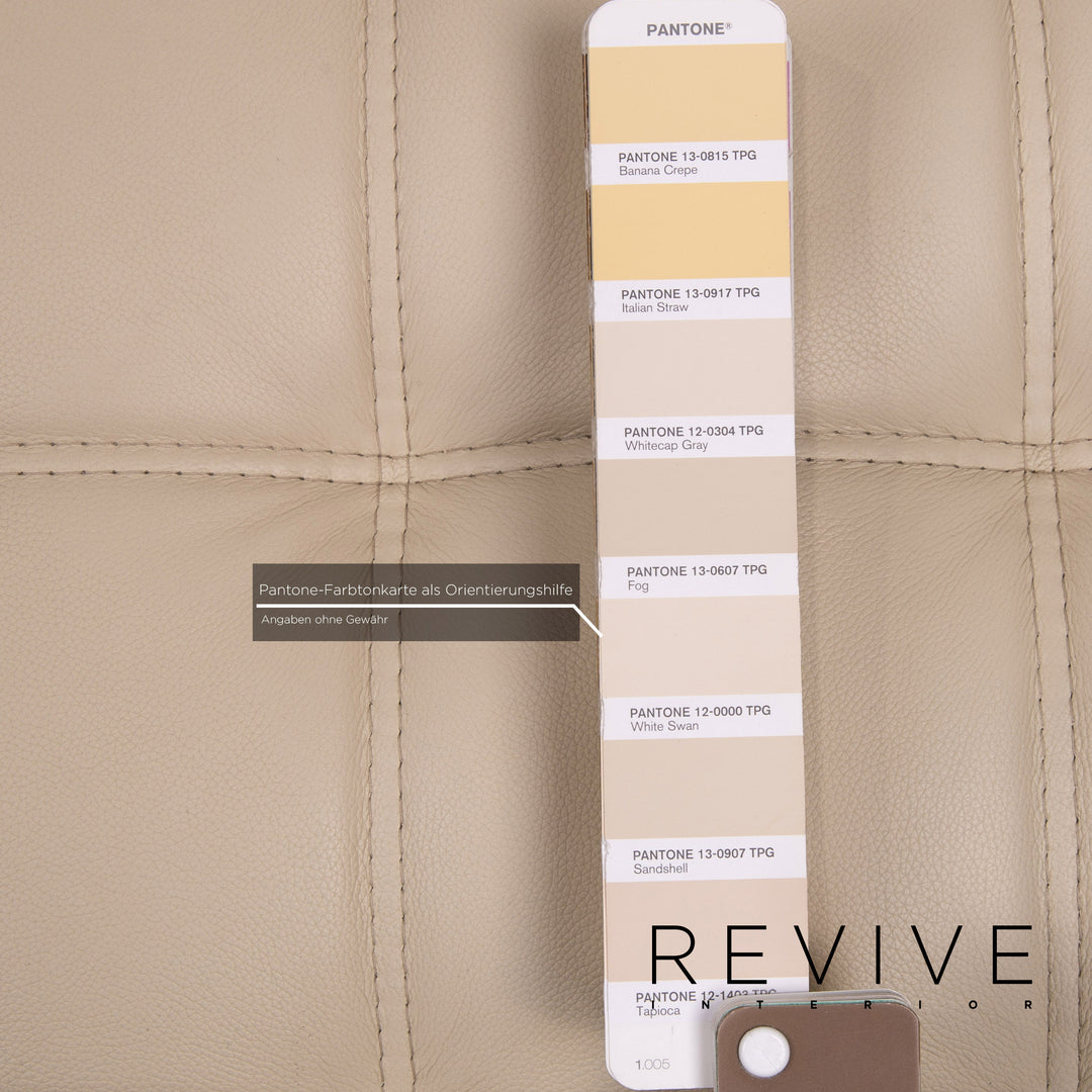 Brühl & Sippold leather armchair set cream 1x armchair 1x stool #14329