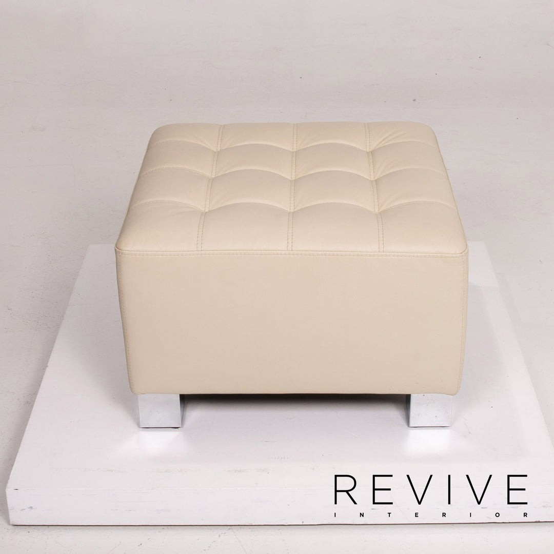 Brühl & Sippold leather armchair set cream 1x armchair 1x stool #14329