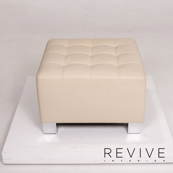 Brühl & Sippold leather armchair set cream 1x armchair 1x stool #14329